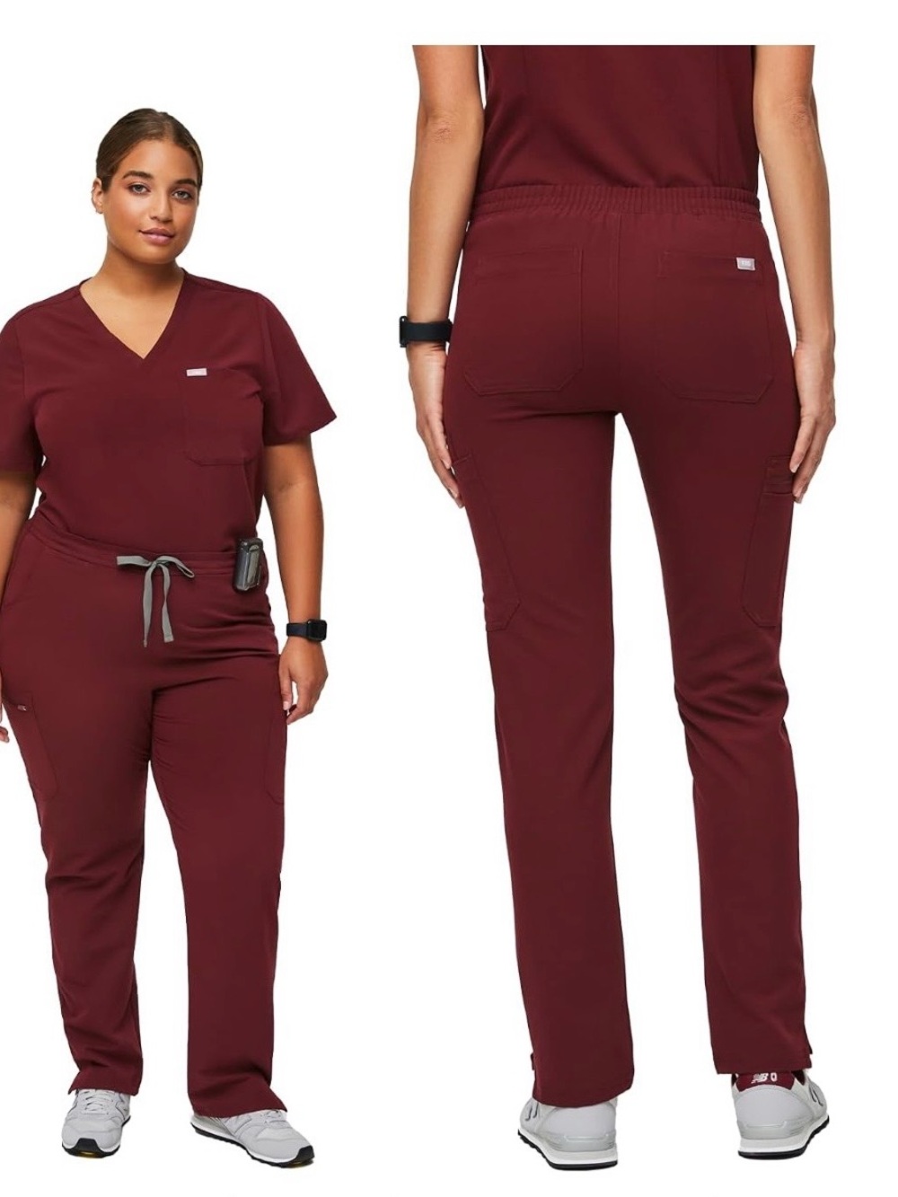 Figs Women's burgundy Scrub Set. Catarina Top/ Yola Straight Leg. Size XXL